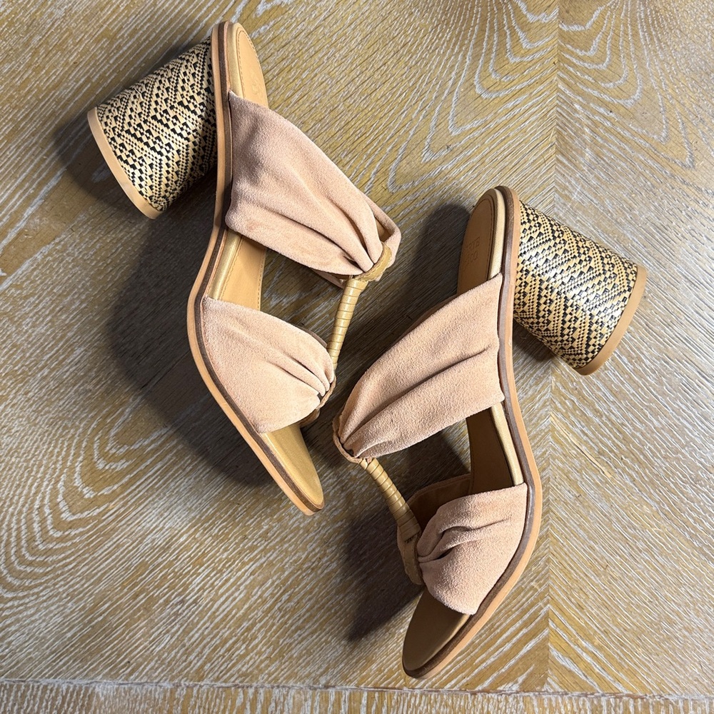 Frye & Co Leiah Himalayan Pink Bow Mule Heels Suede Slide Sandals 8.5